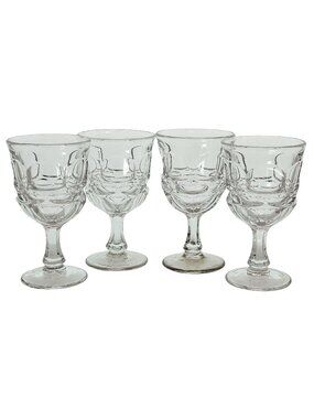 4 Fostoria Argus Water Goblets 6.5" vtg 1970s clear glasses midcentury 10oz